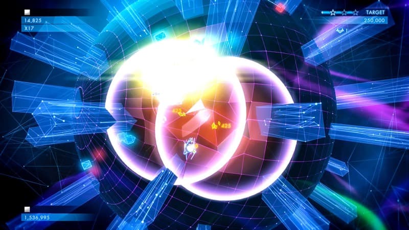Geometry Wars 3: Dimensions Evolved — Neon vector-like graphics